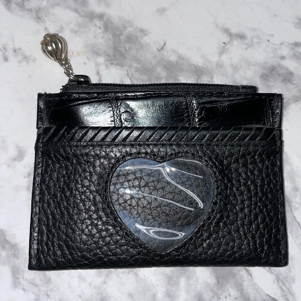 Brighton black heart wallet coin purse croc leather